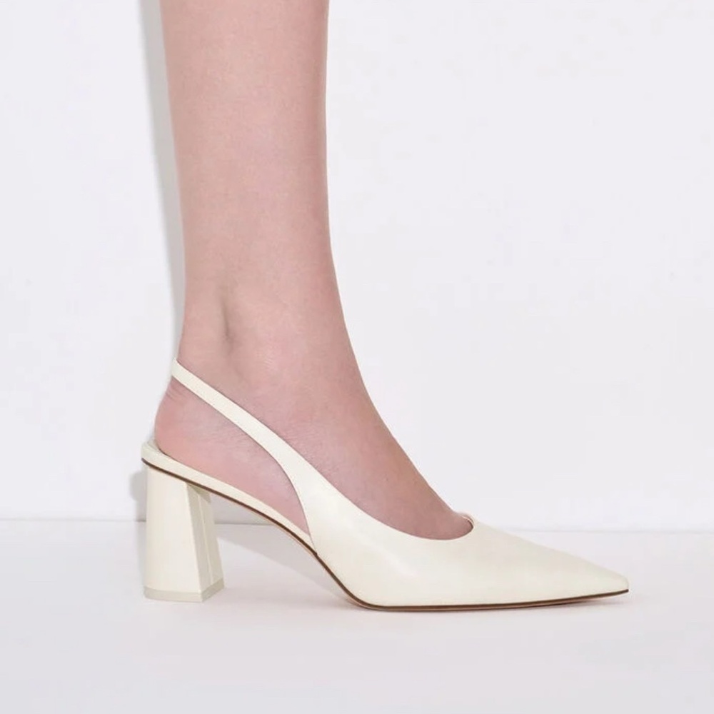 Charles & Keith Teagan Trapeze Heel Slingback Pumps - White